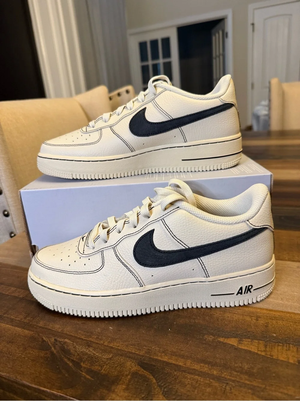 Nike Air Force 1 LV8 4 (GS) Low Top Leather Sneaker US 7Y Khaki/Black